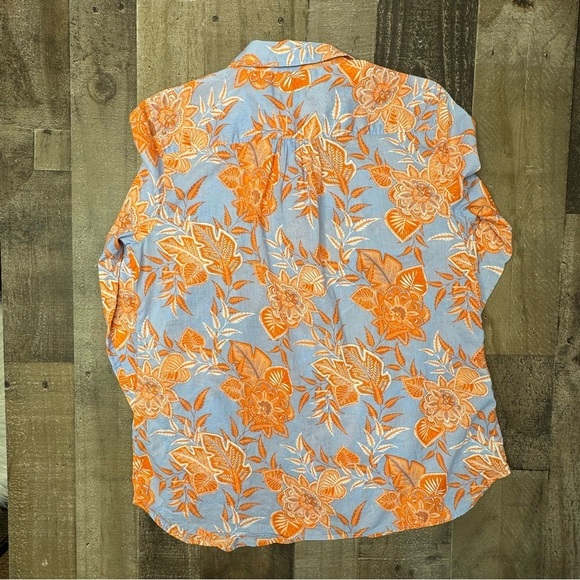 Talbots Orange and Blue Button Down Shirt size Medium - Picture 7 of 13